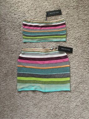 NWT Striped Multicolor Knit Mini Skirt - Bright Stripe